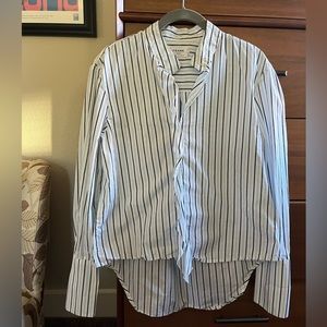 Frame denim 100% cotton white striped long sleeve blouse, small.  Great cond.